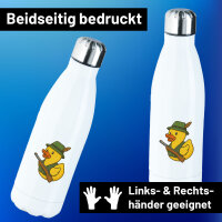 Trinkflasche Quietscheente Jäger Comic Gummiente...