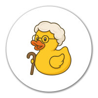 Aufkleber Quietscheente Rente Comic Gummiente 10cm
