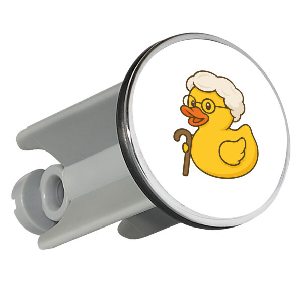 Waschbeckenstöpsel Quietscheente Rente Comic Gummiente 4cm Abflussstopfen