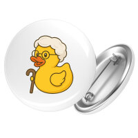 Button Quietscheente Rente Comic Gummiente rund