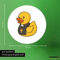 Aufkleber Quietscheente Pfarrer Comic Gummiente 10cm