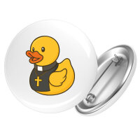 Button Quietscheente Pfarrer Comic Gummiente