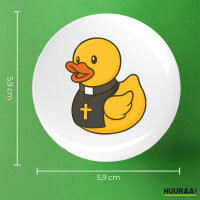 Button Quietscheente Pfarrer Comic Gummiente