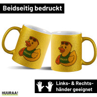 Glitzertasse Quietscheente Bademeister Gummiente 330ml