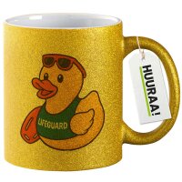 Glitzertasse Quietscheente Bademeister Gummiente...