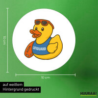 Aufkleber Quietscheente Bademeister Gummiente Rettungsschwimmer 10cm