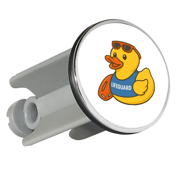 Waschbeckenstöpsel Quietscheente Bademeister Gummiente Rettungsschwimmer 4cm Abflussstopfen