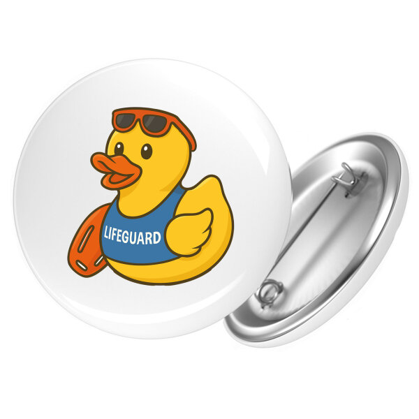 Button Quietscheente Bademeister Gummiente Rettungsschwimmer