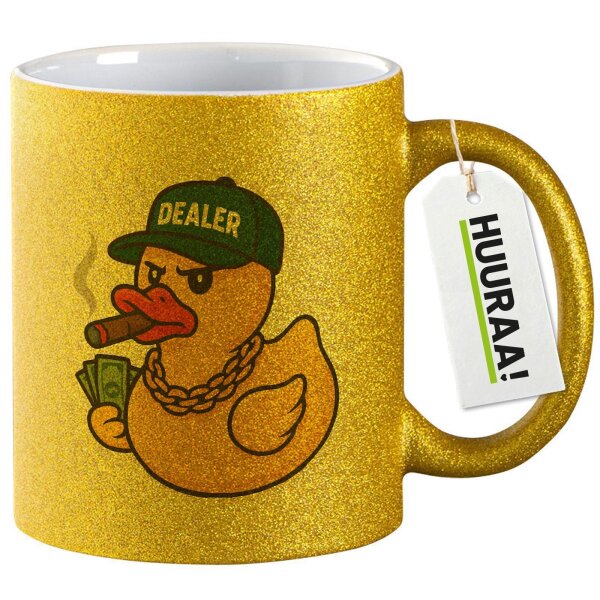 Glitzertasse Quietscheente Dealer Gummiente Händler 330ml