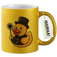 Glitzertasse Quietscheente Schornsteinfeger Gummiente 330ml