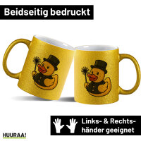 Glitzertasse Quietscheente Schornsteinfeger Gummiente 330ml