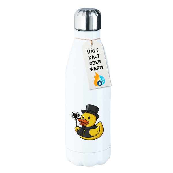 Trinkflasche Quietscheente Schornsteinfeger Gummiente Kaminfeger 500ml Edelstahl Wasserflasche
