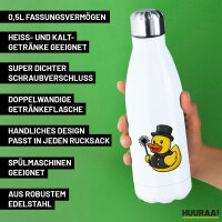 Edelstahl-Trinkflasche Quietscheente Schornsteinfeger Gummiente Kaminfeger 500ml Wasserflasche
