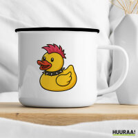 Emaille Tasse Quietscheente Punk Gummiente Punker 300ml Vintage