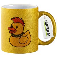 Glitzertasse Quietscheente Punk Gummiente Punker 330ml