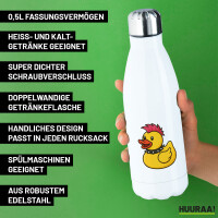 Trinkflasche Quietscheente Punk Gummiente Punker 500ml Edelstahl Wasserflasche