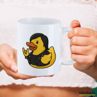 Kaffeetasse Quietscheente Rocker Gummiente Biker 330ml