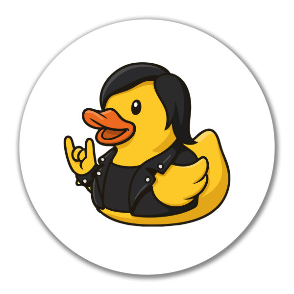 Aufkleber Quietscheente Rocker Gummiente Biker 10cm