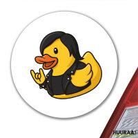 Aufkleber Quietscheente Rocker Gummiente Biker 10cm