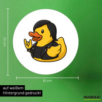 Aufkleber Quietscheente Rocker Gummiente Biker 10cm