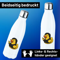 Trinkflasche Quietscheente Rocker Gummiente Biker 500ml Edelstahl Wasserflasche