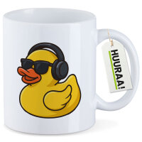 Kaffeetasse Quietscheente DJ Gummiente Club-DJ 330ml