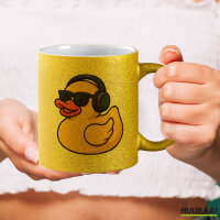 Glitzertasse Quietscheente DJ Gummiente Club-DJ 330ml