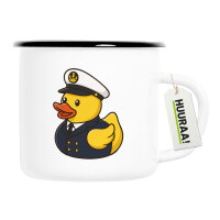 Emaille Tasse Quietscheente Kapitän Gummiente...