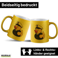 Glitzertasse Quietscheente Kapitän Gummiente...