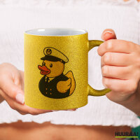 Glitzertasse Quietscheente Kapitän Gummiente...