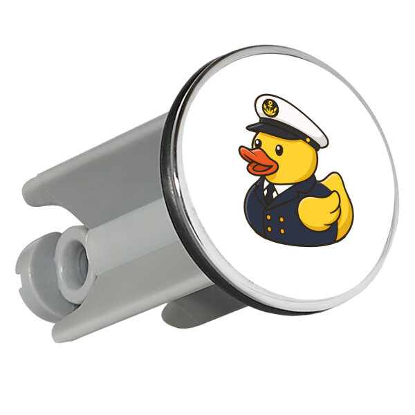 Waschbeckenstöpsel Quietscheente Kapitän Gummiente Seefahrer 4cm Abflussstopfen