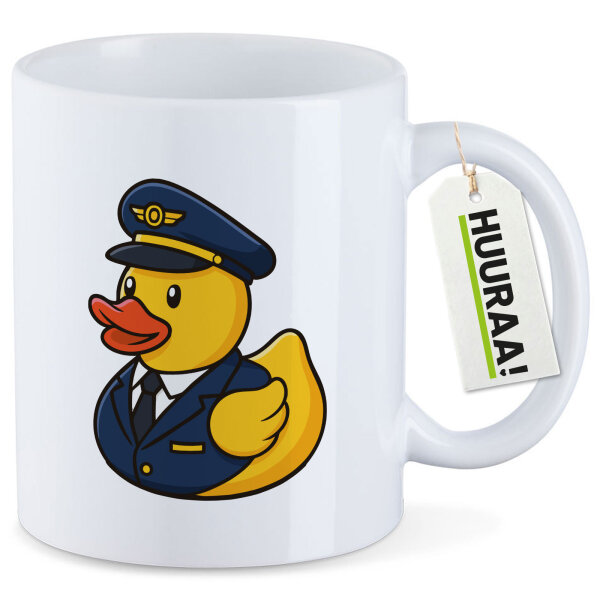 Kaffeetasse Quietscheente Pilot Gummiente Flugkapitän 330ml