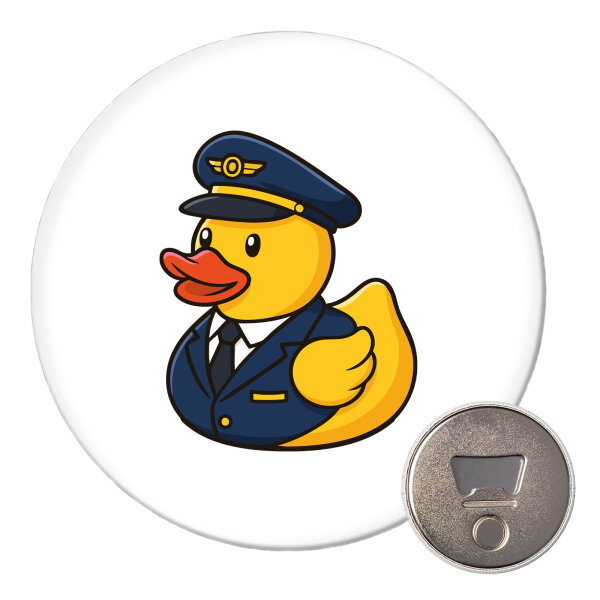 Magnet Quietscheente Pilot Gummiente Flugkapitän 59mm Kühlschrankmagnet