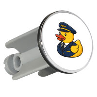Waschbeckenstöpsel Quietscheente Pilot Gummiente Flugkapitän 4cm Abflussstopfen