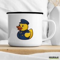 Emaille Tasse Quietscheente Stewardess Gummiente Flugbegleiterin 300ml Vintage