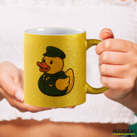 Glitzertasse Quietscheente Stewardess Gummiente Flugbegleiterin 330ml