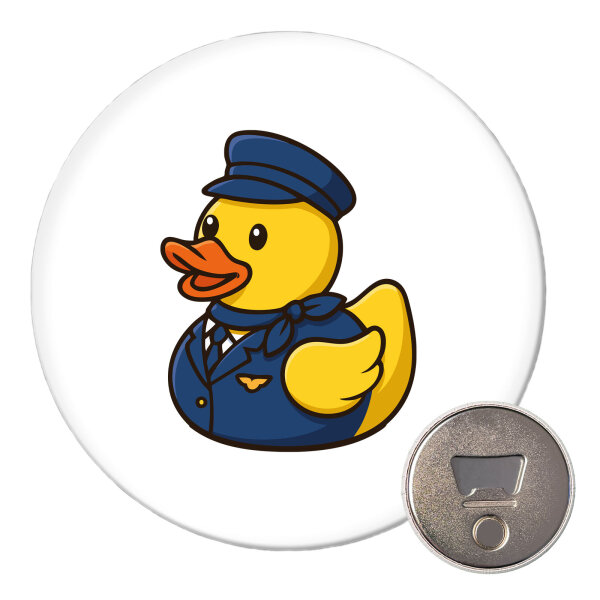 Magnet Quietscheente Stewardess Gummiente Flugbegleiterin 59mm Kühlschrankmagnet Flaschenöffner