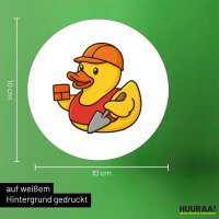 Aufkleber Quietscheente Maurer Gummiente Bauarbeiter 10cm