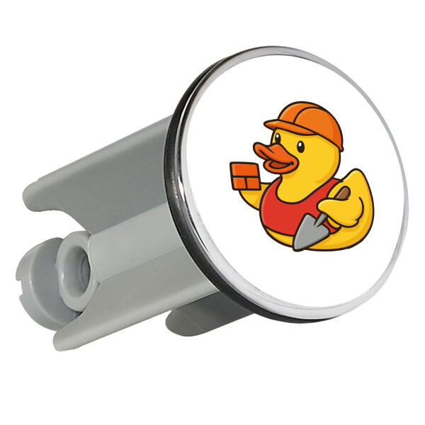 Waschbeckenstöpsel Quietscheente Maurer Gummiente Bauarbeiter 4cm Abflussstopfen
