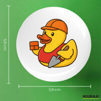 Button Quietscheente Maurer Gummiente Bauarbeiter