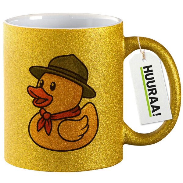 Glitzertasse Quietscheente Pfadfinder Gummiente Jungpfadfinder 330ml