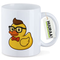 Kaffeetasse Quietscheente Nerd Gummiente Geek 330ml