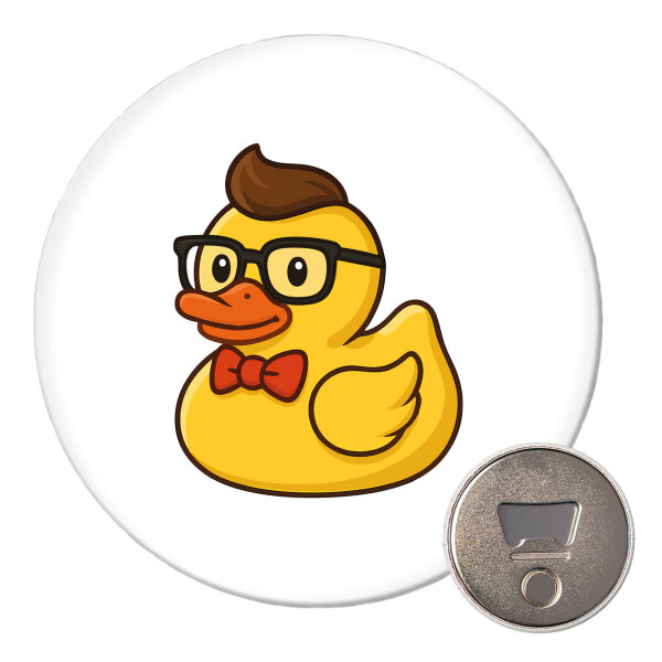 Magnet Quietscheente Nerd Gummiente Geek 59mm Kühlschrankmagnet Flaschenöffner