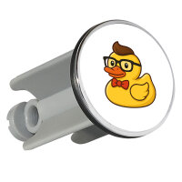 Waschbeckenstöpsel Quietscheente Nerd Gummiente Geek 4cm Abflussstopfen