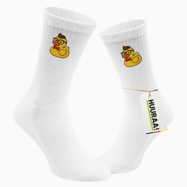 Unisex Socken Quietscheente Nerd Gummiente Geek Größe 37/46 White Motiv Tennissocken