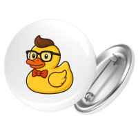 Button Quietscheente Nerd Gummiente Geek rund