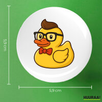 Button Quietscheente Nerd Gummiente Geek