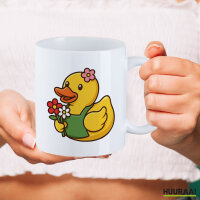 Kaffeetasse Quietscheente Floristin Gummiente Gärtnerin 330ml