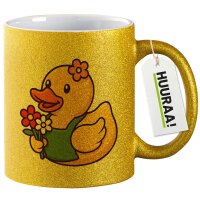 Glitzertasse Quietscheente Floristin Gummiente...