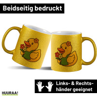 Glitzertasse Quietscheente Floristin Gummiente...